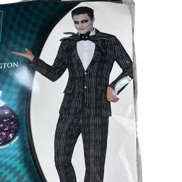 Disney Jack Skellington Adult Costume Mask Gloves‎ Nightmare Before Christmas - Picture 3 of 16